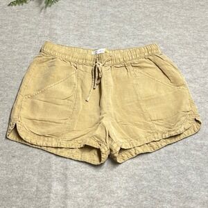 C&C California Tan Linen Blend Drawstring Dolphin Shorts Size M Yellow EUC B4